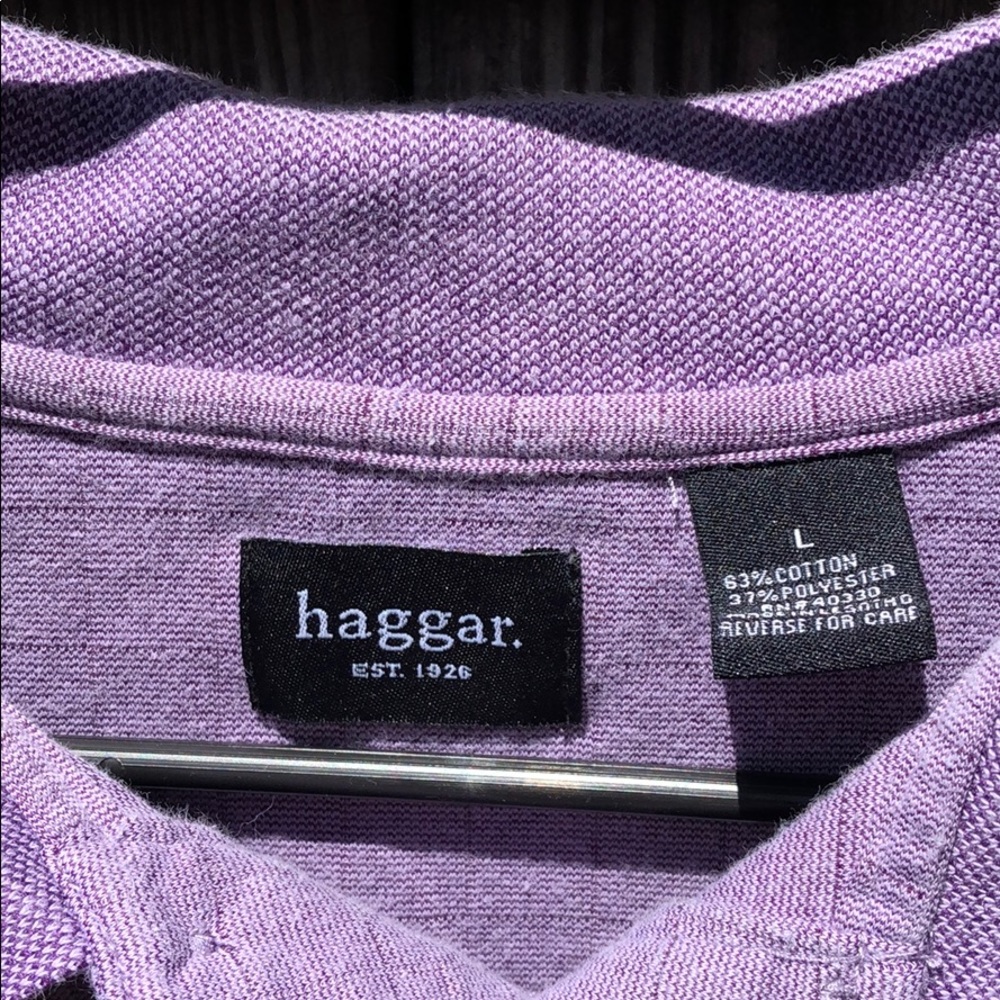 HAGGAR Golf Shirt Cotton Poly Blend GUC Large